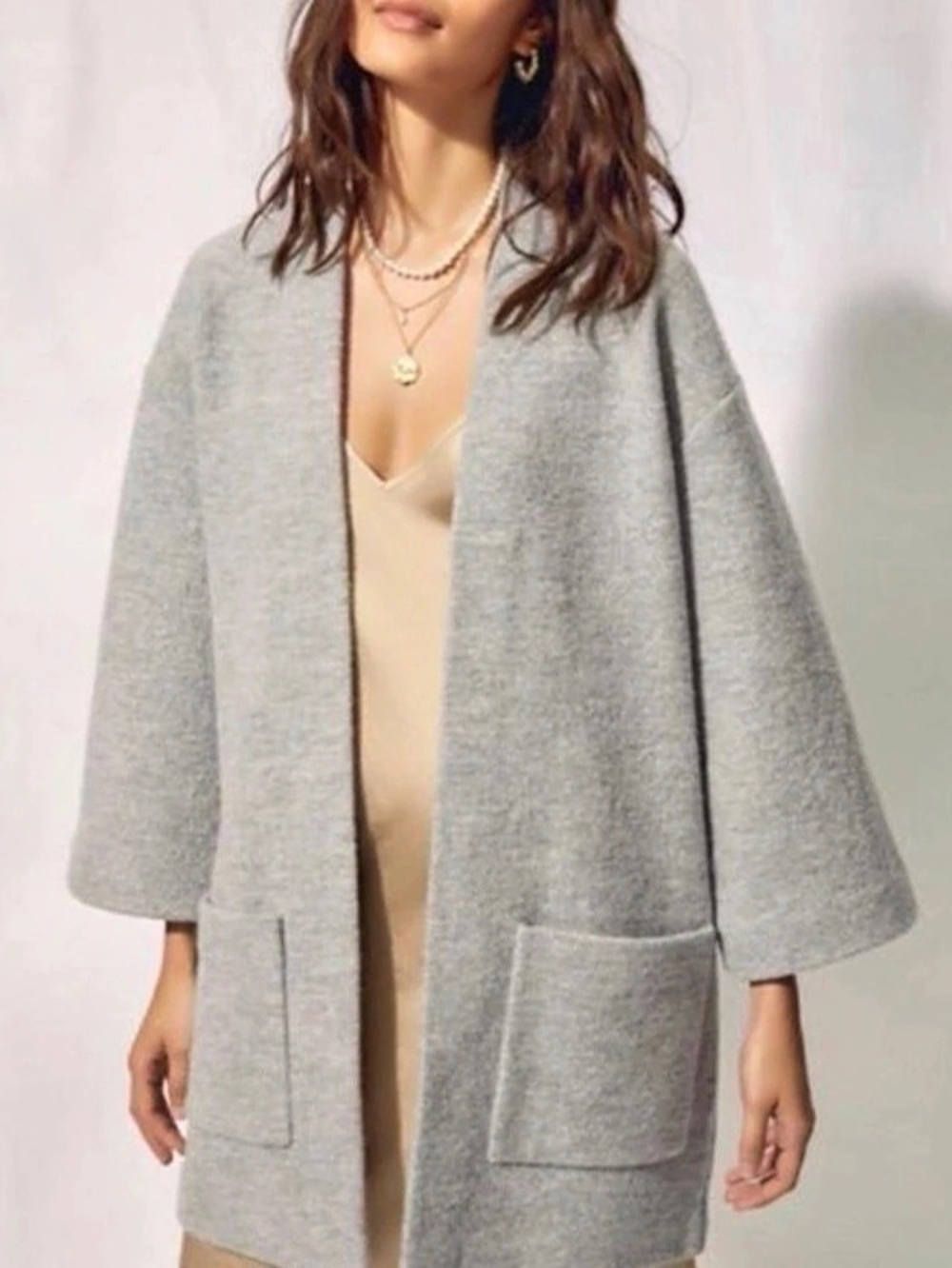 Wilfred Only Coat Gray Open Front Cape